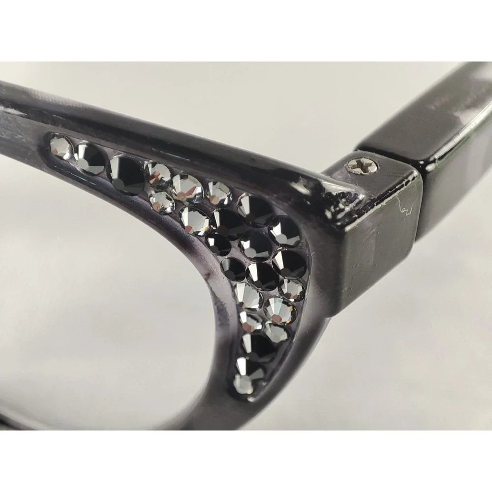 Jimmy Crystal New‎ York JCR468 Purple Marble Cat Eye Eyeglass Frames Swarovski